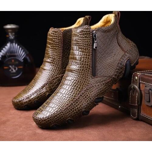 2022 New Autumn Men Leather Boots Fashion Retro Zipper Ankle Booties Big Size Male Motorcycle Boots Chelsea Booties for Party