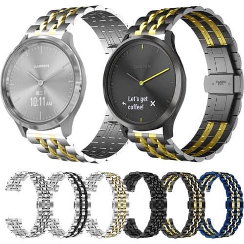 20/22mm Stainless Steel Band for Garmin Vivoactive 3 4 Watch Wrist for Garmin Venu 2 Vivomove HR Metal Strap Bracelet Watchband