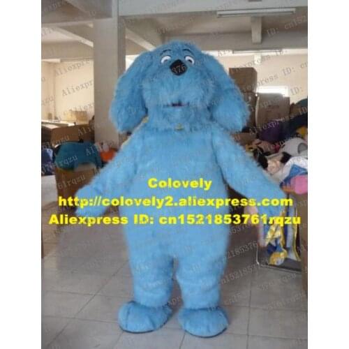 Valuable Blue Poodle Pudel Pug-dog Shih Tzu Cocker Spaniel Long Fur Mascot Costume Cartoon Character Adult Drooping Ears ZZ867