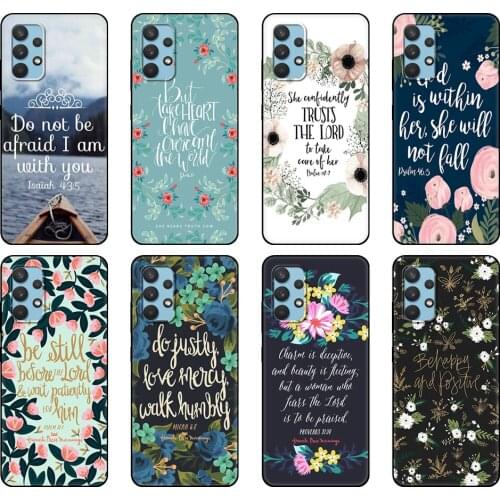 Black tpu Case For Samsung galaxy A32 A42 A52 A72 4g 5g S21 PLUS ultra back cover Bible verse Philippians