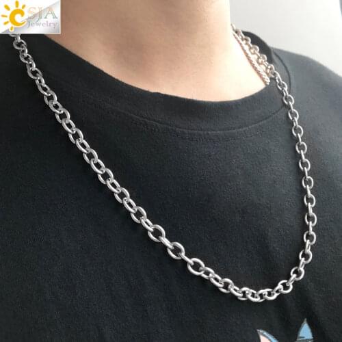 CSJA Stainless Steel Necklace for Women Men Fashion Necklaces 2020 Link Chain Jewelry Collar Inoxydable Collier Femme Homme S741