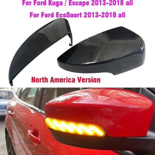 Carbon Fiber Color Side Wing Rear View Mirror Cover Caps For Ford Kuga Escape C520 EcoSport 13-18 Focus 3 MK3 SE ST RS US