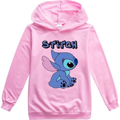 Disney Cartoon Lilo&Stitch Kids Hoodies Children Baby Girls Boys Tops Spring and Autumn Sweatshirts Streetwear Casual Hoodie