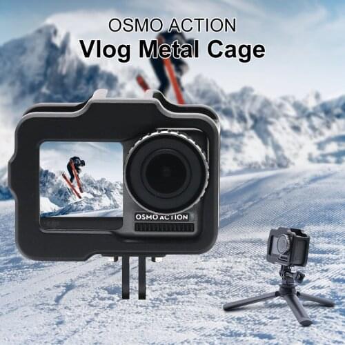 DJI Osmo Action Case Vlog Metal Cage Case with Cold Shoe for Microphone LED Video Light DJI OSMO Action Camera Accessories