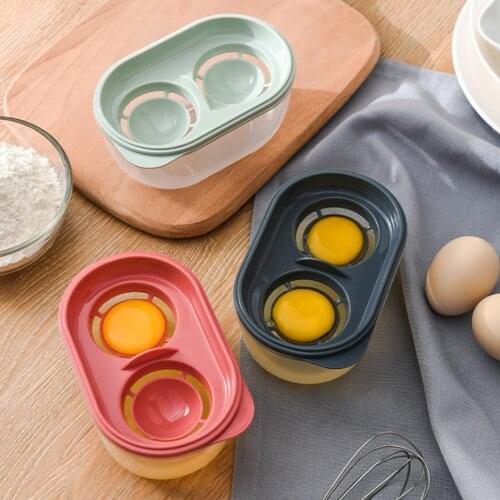 Double Egg White Separator with Transparent Storage Bottom Box Surrounded Four Holes Egg Dividers Home Kitchen Baking Tools