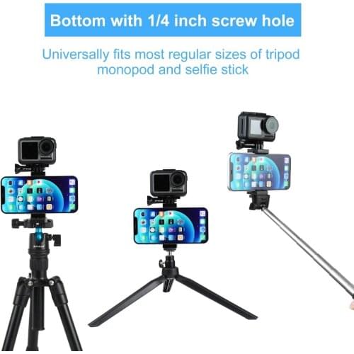 GoPro/DJI Osmo Action Camera Smartphone Live Broadcast Aluminum Alloy Clip Bracket with Screw for Gopro Accessories