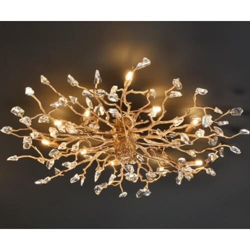 Art fan all copper ceiling lamp low rise house type branch designer bed room living room light