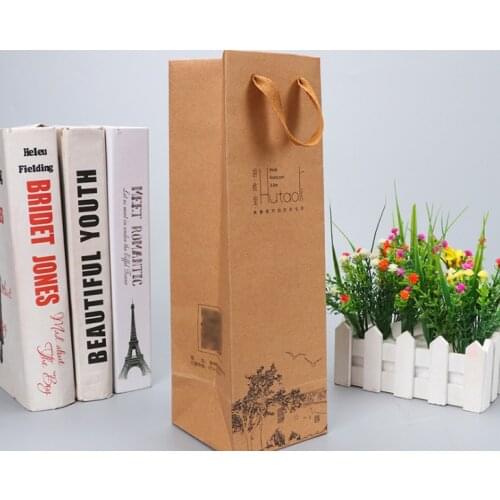 Qualities product biodegradable kraft paper bag,CMYK printing Kraft Paper Wine Bottle Gift Bags --XP2012