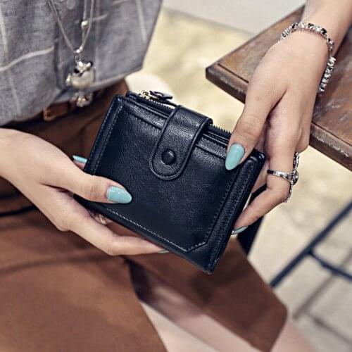 Short purse female Korean version of the new vintage zipper clasp three discount womens wallet wallet