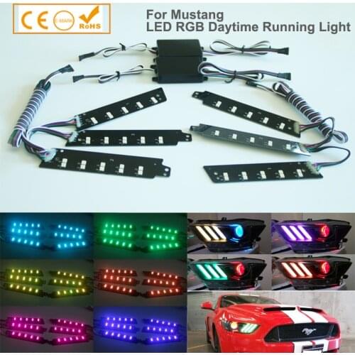 1 Set RGBW Multicolor LED DRL Board Lighting Kit For 2015-2017 Ford Mustang, Smartphone Remote Controlled