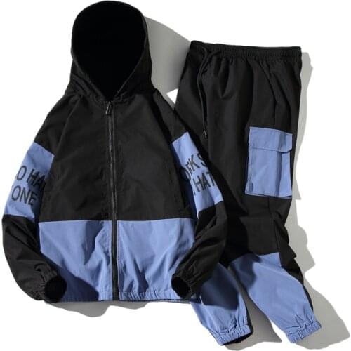2020 Mens Hip Hop Tracksuit Men Two Piece Clothing Sets Casual Jacket Pants 2PCS Track Suit Sportswear Sweatsuits ABZ552