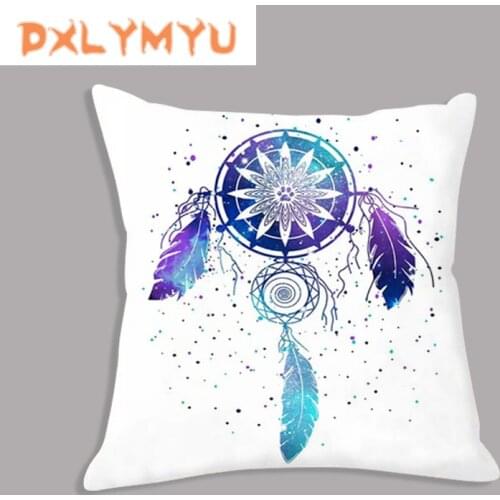 Soft Cushion Abstract Indian Amulet Keys Lotus Feathers Printed Nordic Throw Pillow Hot Sale Cushion Decorative Sofa Home Decor