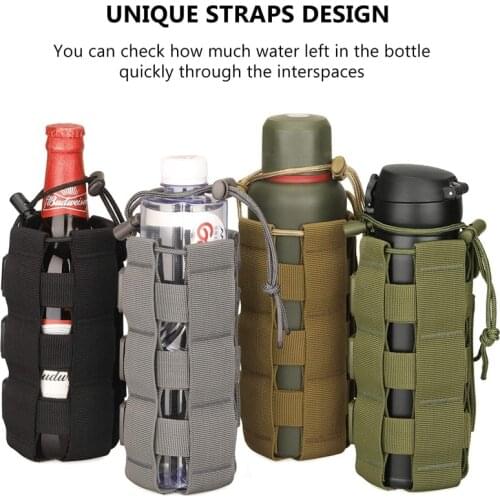 Molle Water Botttle Pouch Sports Pouch Bag Water Bottle Holder Tactical Adjustable Drawstring Water Bottle Carrier for 17-42 OZ