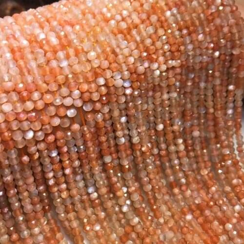 Natural Golden strawberry moonstone 3*4mm faceted rondelle seed beads wheel charm For Jewelry Making DIY Bracelet necklace