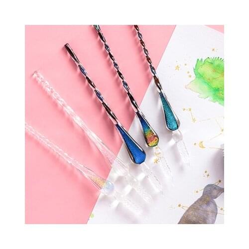 New Starry Glass Dip Pen Calligraphy Drawing Dip Pen Ink Bottle School Word Art Ink Pen
