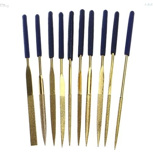 New 10Pcs Titanium Diamond Coating Needle Flat File Set Metal Working Craft Tool