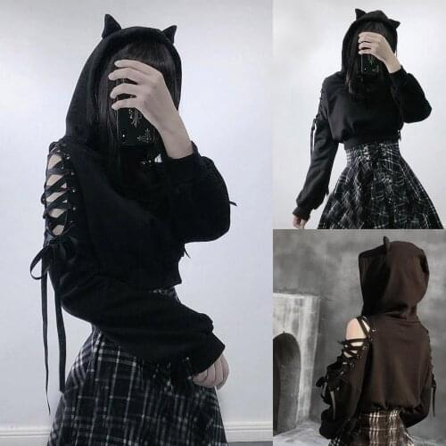 New Womens Cat Ear Hoodie Pullover Long Sleeve Hooded Sweatshirt Cute Blouse Comfy Cute Daily Blouse Sudaderas Con Capucha 2021