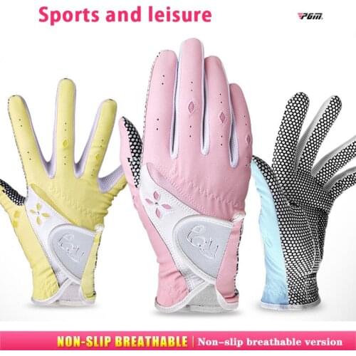 Pair! Sports and Leisur Golf/Tennis Ball Sportswear Gloves Women PU Soft Non-slip Gloves Lady Hands Sunscreen Breathable New