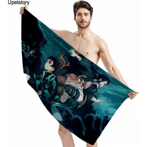 New Japan Anime Demon Slayer Kimetsu no Yaiba Kamado Tanjirou Print Bath Towel Bathroom Beach Microfiber Towels for Adults