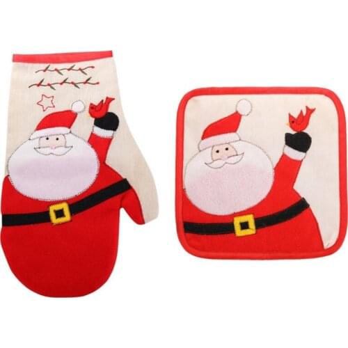 Oven Mitts Baking Anti-Hot Gloves Pad Oven Microwave Insulation Mat Christmas Decoration Baking Kitchen Tools