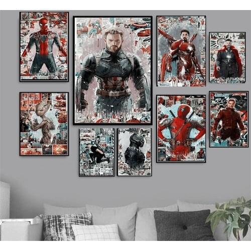 Marvel Canvas Painting Superhero Colorful Comics Art Wall Prints Poster Prints Home Decor Kid Room Decor Picture Cuadros Decor