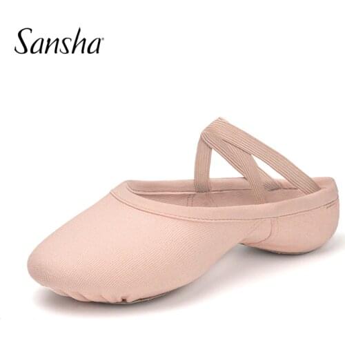 Sansha Ballet Dance Shoes For Adult Kids EU33-44 Canvas Split-Sole With Stretchable Elastic Soft Ballet Slipper 39E