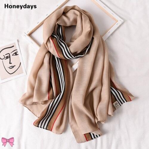 Retro Stripes Women Cotton Shawl Linen Neckerchief Pashmina Winter Warm Hijab Soft Letter Beach Sunscreen Scarves Mothers Gift