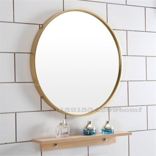 Modern Minimalist Bathroom Mirror Round Gold Wall-mounted Wrought Iron Vanity Mirror Household Hotel Clear Mirror Diam 40/50m