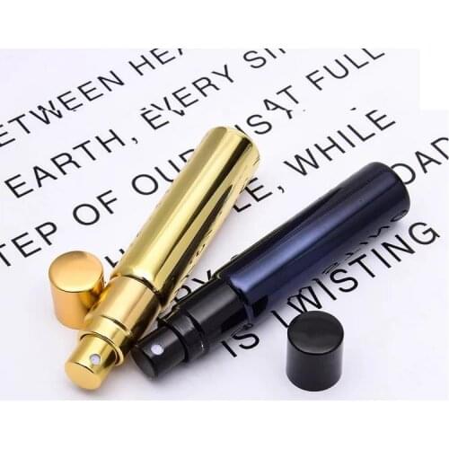 10ML Portable Gold Silver Black Glass Perfume Bottles With Atomizer Empty Cosmetic Containers For Travel Spray bottle 1000Pcs SN