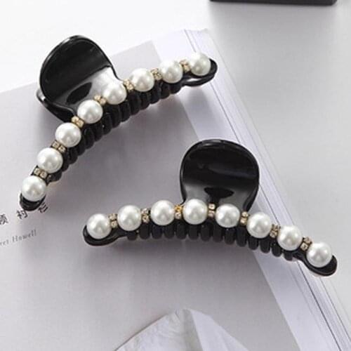 Rhinestone Imitation Pearl Hairpins Hair Clip Hair Crab Plastic Hair Claws For Women Clamp Resin Barette Top Gripper