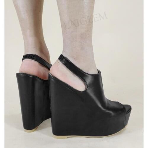 DOBANER Stylish Women Pumps Peep Toe Slip On Wedges Heels Slides Sandals Party Prom Ladies Shoes Woman Plus Size 42 43 47 52