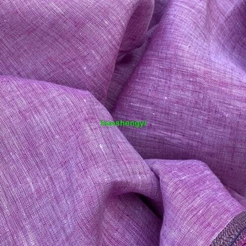 High-grade imported two-color yarn-dyed pure linen purple red garment fabric