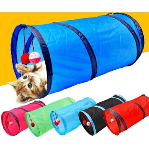 Cat Funny Tunnel Toy 2 Holes Pet Play Tubes Balls Collapsible Crinkle Kitten Toys Puppy Ferrets Rabbit Play Dog Channel Tubes