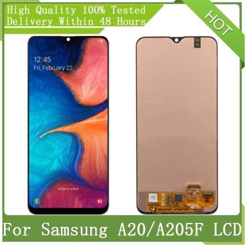 6.4" New SUPER AMOLED Screen For Samsung A20 A205 SM-A205F A205FN A205GN A205S A205YN LCD Display Touch Digitizer Assembly Parts