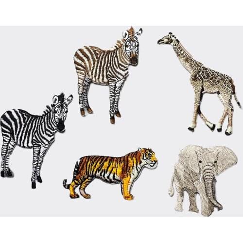 1pcs Giraffe Zebra Tiger Elephant Embroidery Patches 3D Diy Exquisite Animal Clothing Decorative Applique patches