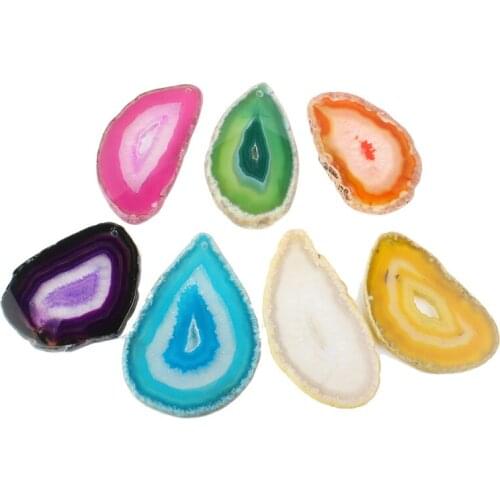 2pcs Natural Semi-precious Stone Irregular Billows Colorful Center Hole Pendant Jewelry Making DIY Necklace Earring Accessorice