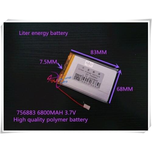 3.7V 6800mAh 756883 polymer lithium ion / Li-ion battery for power bank;mobile bank; tablet pc,e-book