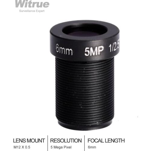 5Megapixel M12 Fixed 1/2.5 inch 6mm CCTV Lens For HD 1080P/4MP/5MP AHD Camera IP Camera