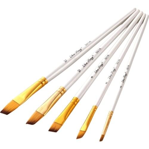 5Pcs Art Paint Brushes Angular Artist Acrylic Oil Watercolor Painting Brush
