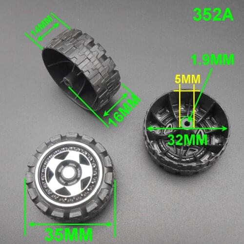 500Pcs X 352A Coarse New Plastic Toy Wheels DIY Models Black Wheel Automatic Hot Silver Dia. 35MM Aperture 2MM 1.95MM Width 14MM