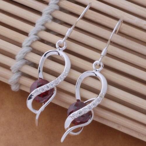 AE593 Trendy wholesale earrings , fashion jewelry , twisty object inlaid red stone /bxmakota bxzakpga