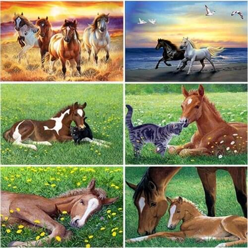 5D DIY Diamond Painting Animal Horse Diamond Embroidery Picture Full Square/Round Drill Rhinestone Mosaic Home Decoration Gift