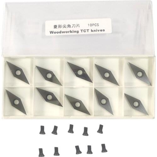 10pcs Diamond Carbide Insert with Sharp Pointed for Wood Turning Lathe Detailer 10mm(.39")X30mm(1.18"),2.5mm(.10") Thickness