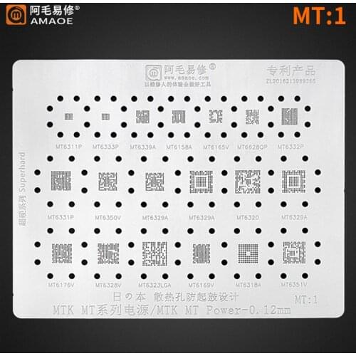 Amaoe MT1 High quality For MTK MT6311P MT6333P MT6330A MT6168A MT6165V MT6628QP MT6332P CHIP BGA Stencil 0.12mm Direct Heating