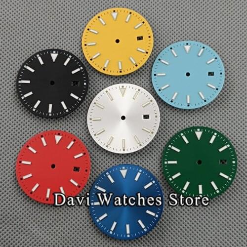 New 33.5mm Sterile Watch Dial Blue/Red/Yellow Dial Luminous Fit NH35 NH35A NH36 NH36A Movement Watch Face