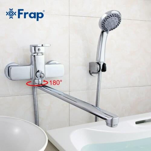 Frap 1set High-quality Brass body 35cm length outlet rotated bathtub faucet Bath room shower faucet With ABS shower head F2273