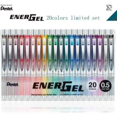 1 Set Japan Pentel 20th Anniversary Limited Enelgel 20 Colors Limited Color Gel Roller Pen BLN75Z 0.5mm Retractable Pens