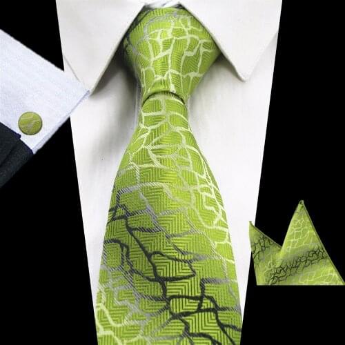 GUSLESON Brand New Luxury Green Tie Set 8cm Purple Plaid Necktie Gravata Pocket Square Handkerchief Cufflinks Suit For Wedding