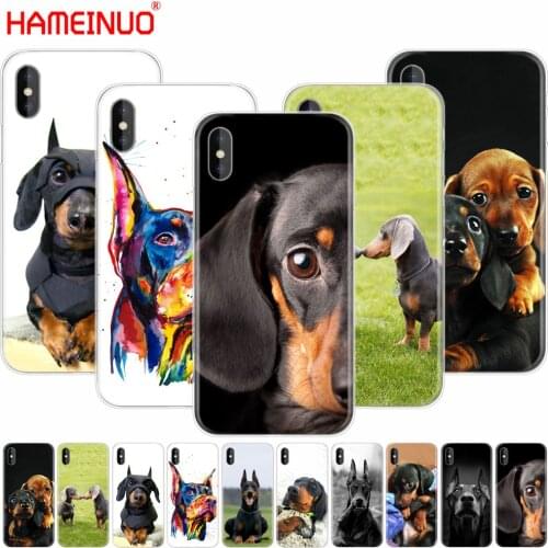 HAMEINUO Cute Dachshund Doberman Dog cell phone Cover case for iphone X 8 7 6 4 4s 5 5s SE 5c 6s plus