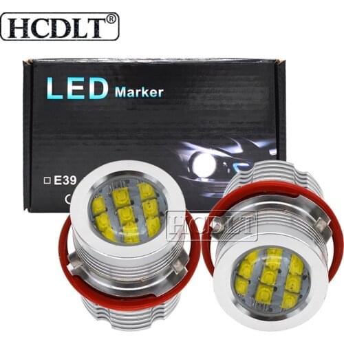 HCDLT Error Free LED Angel Eyes 60W White Yellow Red Blue Car Light For B-M-W E39 E53 E63 E83 X3 E87 X5 E60 120W LED Marker Kit